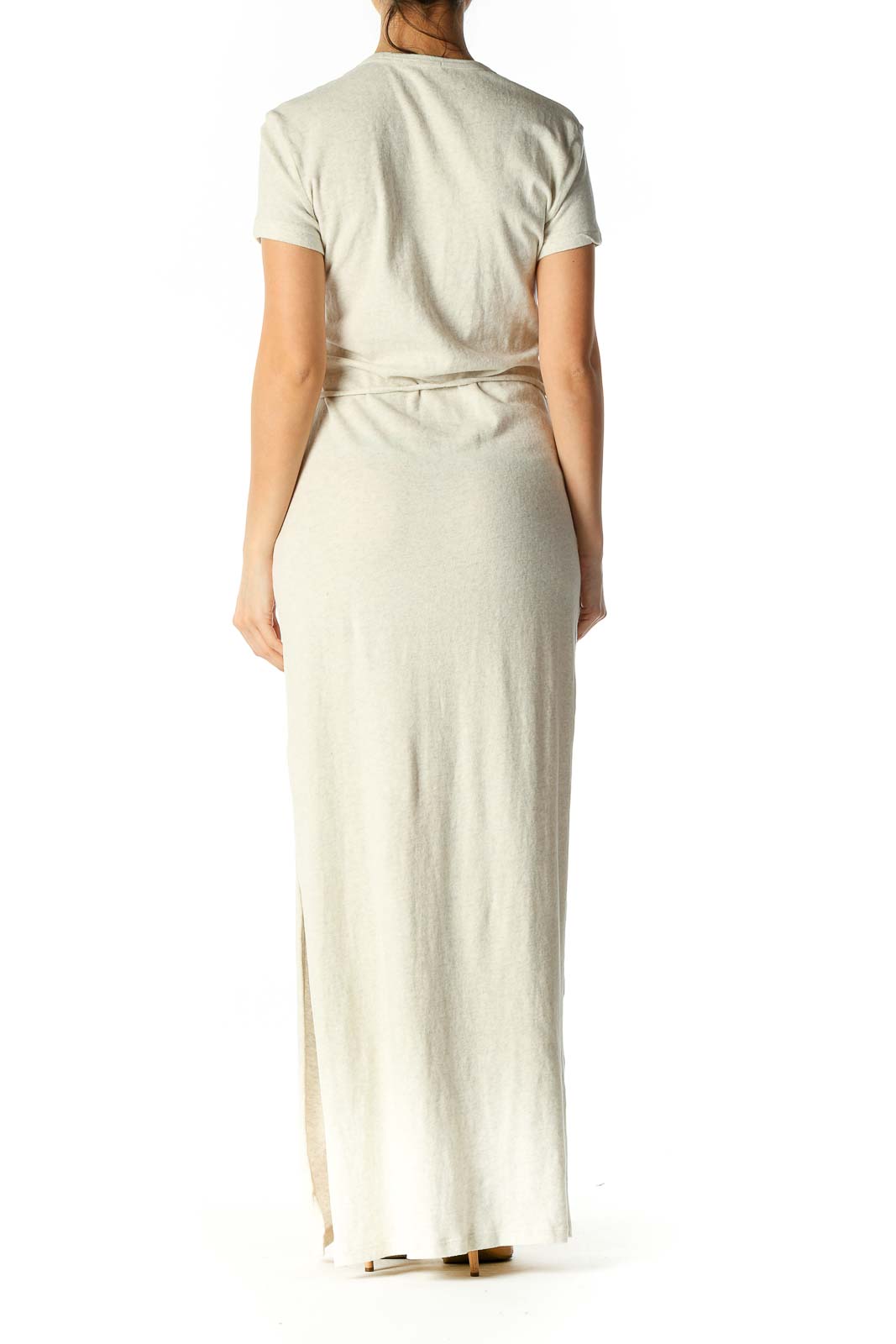 Beige Solid Column Dress