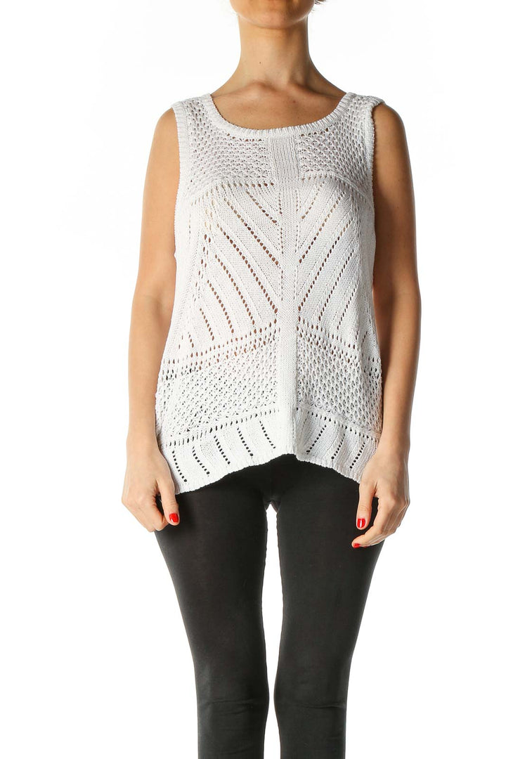 White Textured Tank Top