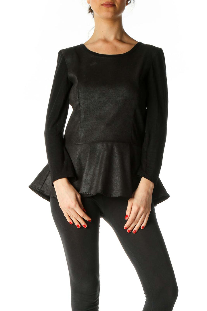 Black Solid Casual Blouse