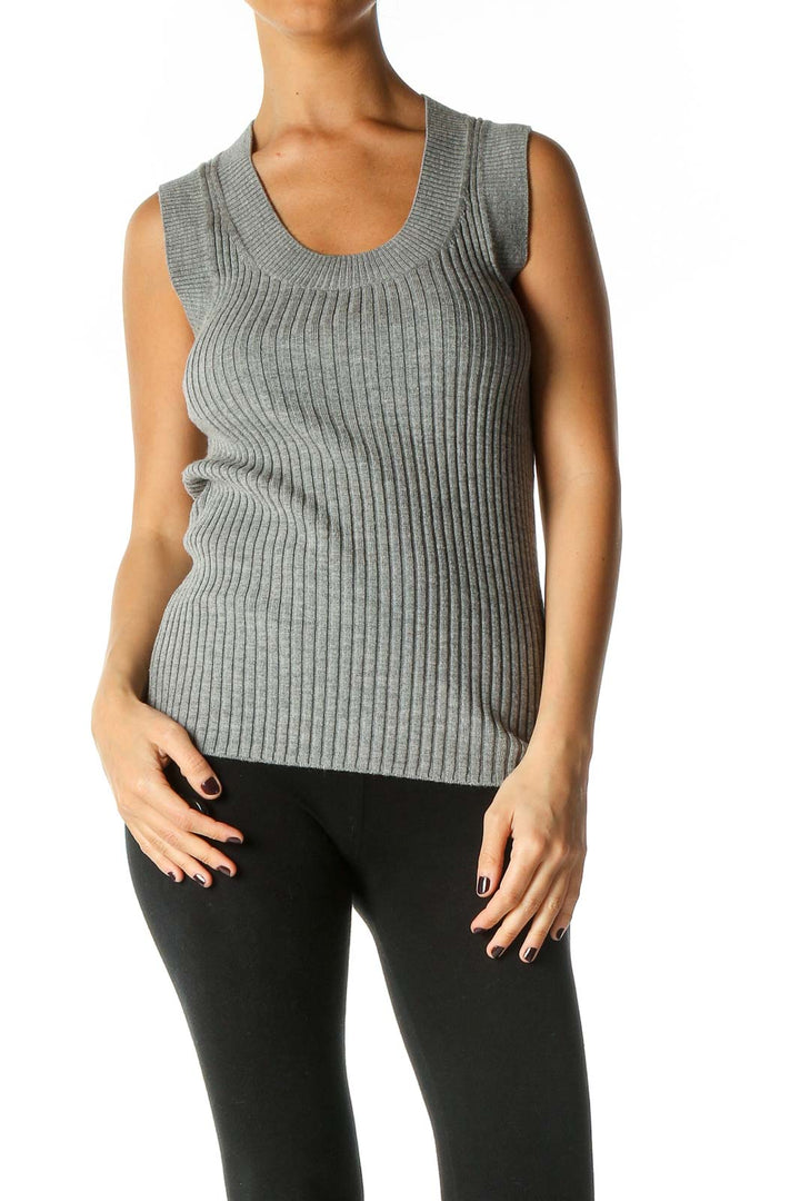 Gray Textured Retro Tank Top