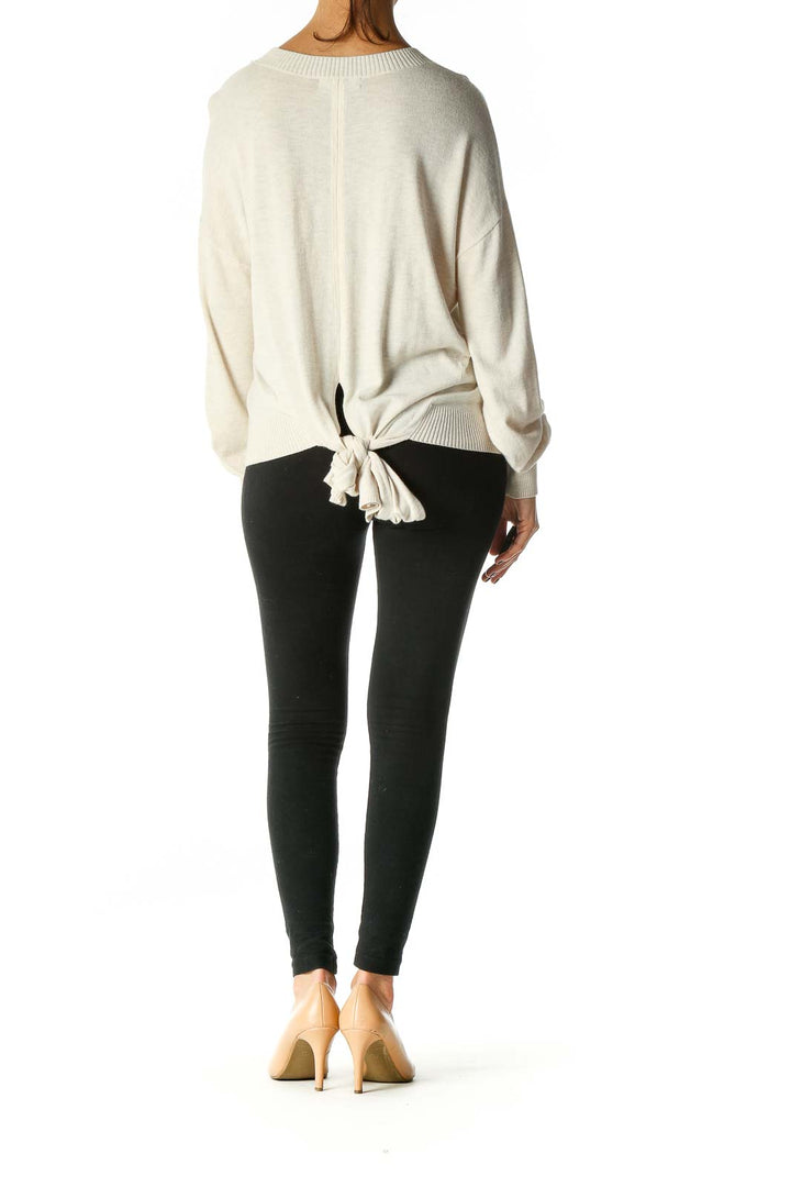 Beige Solid Casual Sweater