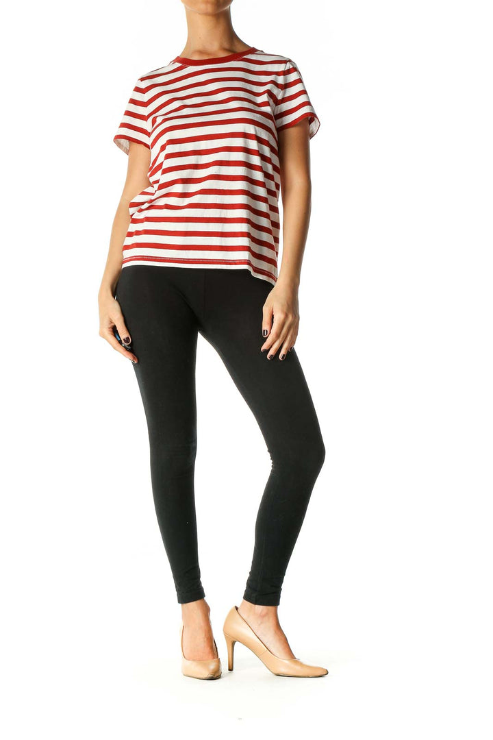 White Striped Casual T-Shirt