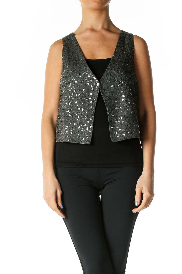 Gray Sequined Vest