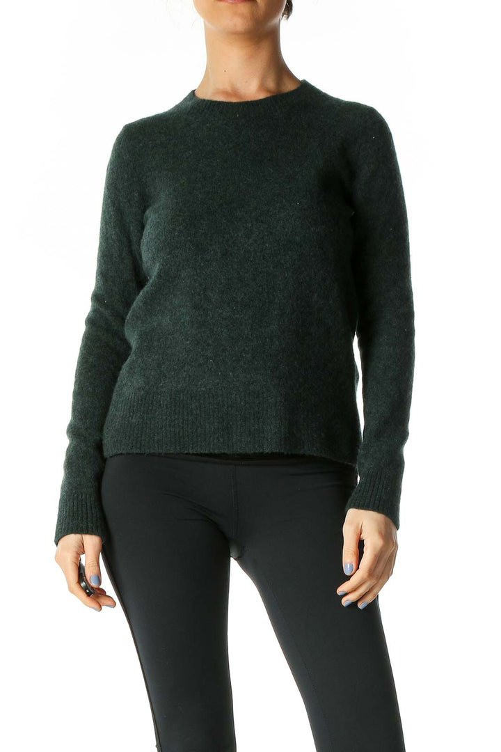 Green Textured Classic Sweater