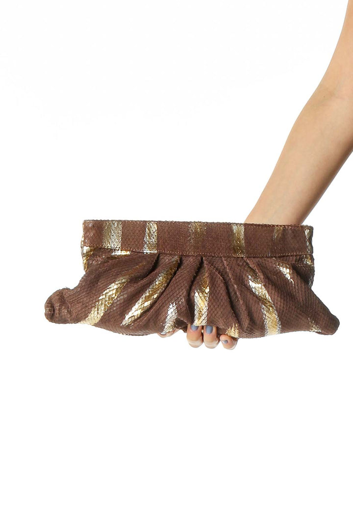 Brown Animal Print Clutch Bag