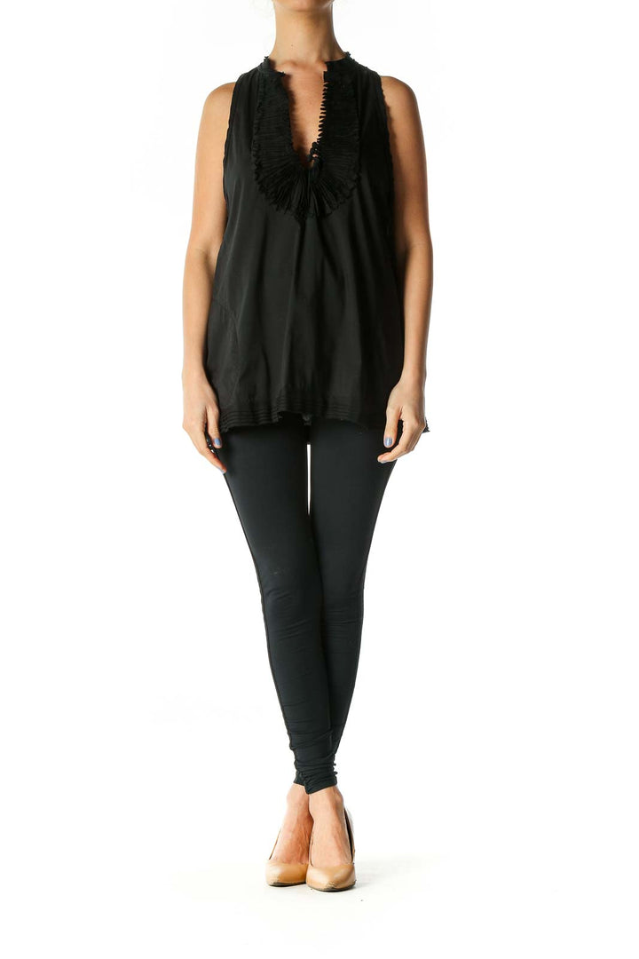 Black Solid Casual Blouse