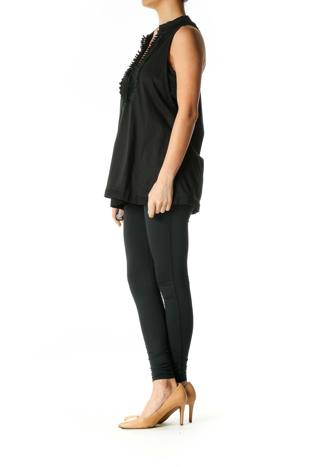 Black Solid Casual Blouse