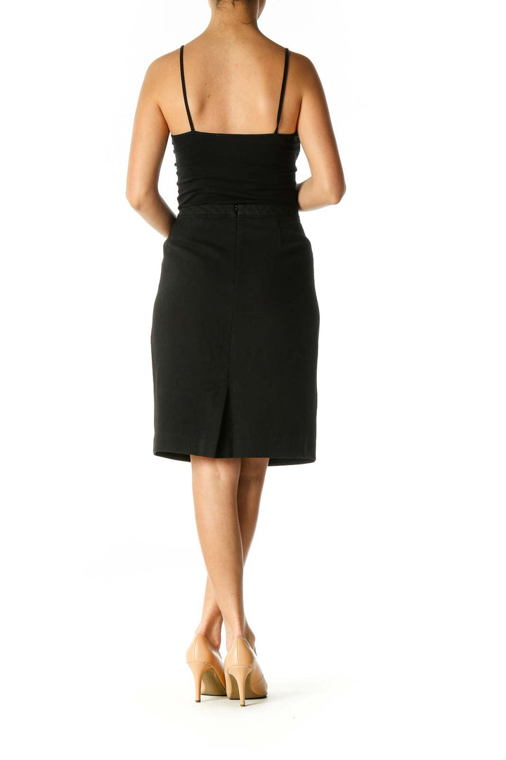 Black Solid Classic Pencil Skirt