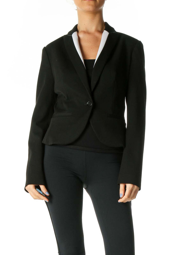 Black Color Block Blazer