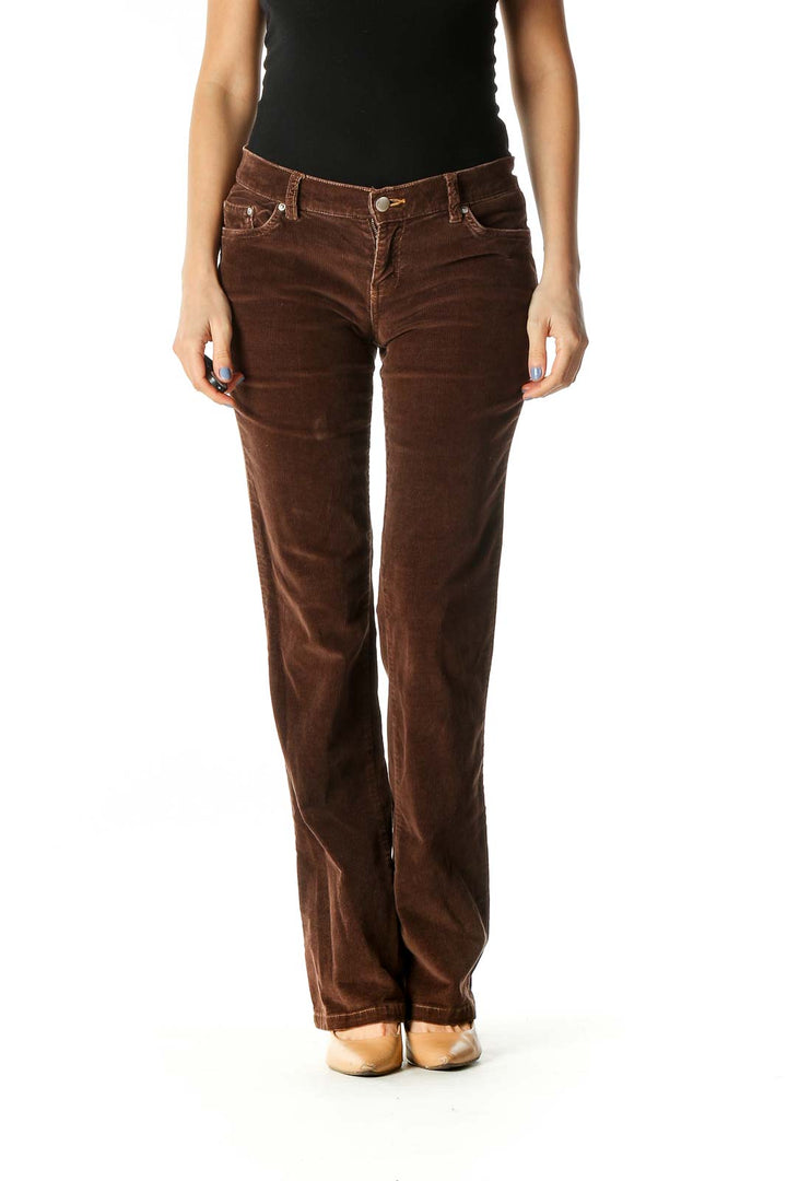 Brown Casual Bootcut Jeans