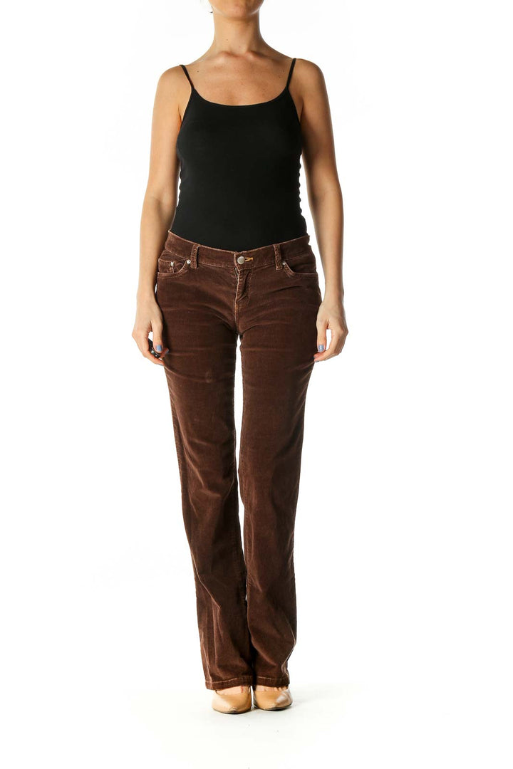 Brown Casual Bootcut Jeans