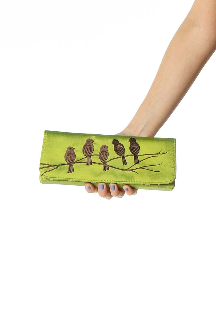 Green Textured Clutch Bag