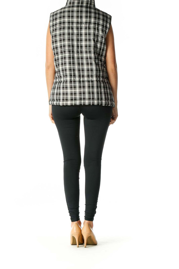 Black Checkered Puffer Vest