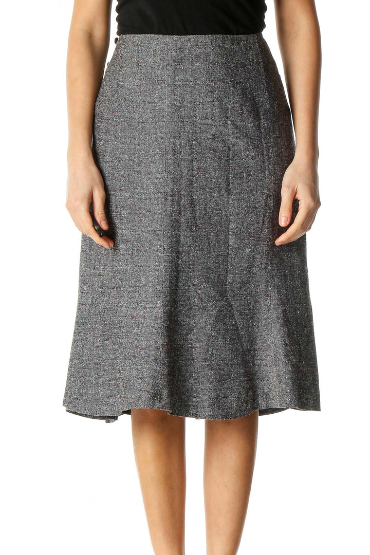 Gray Textured Classic A-Line Skirt