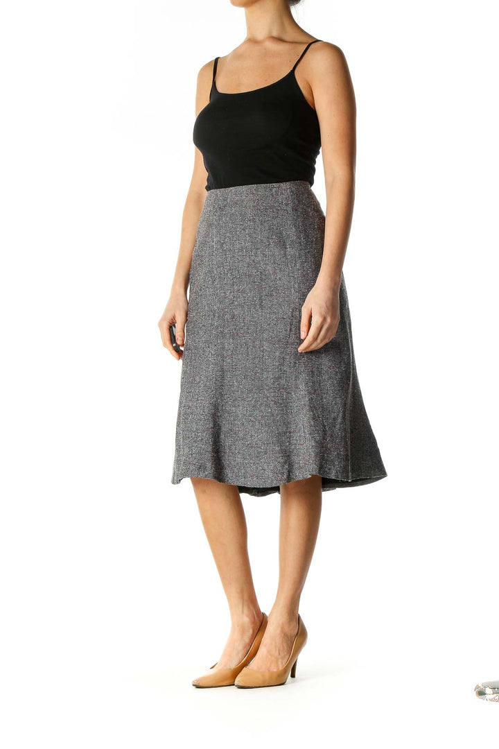 Gray Textured Classic A-Line Skirt