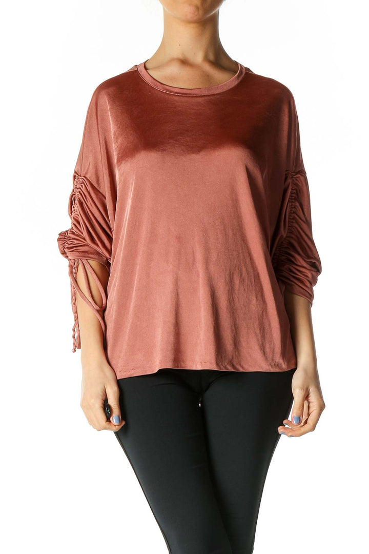 Pink Solid Casual Blouse