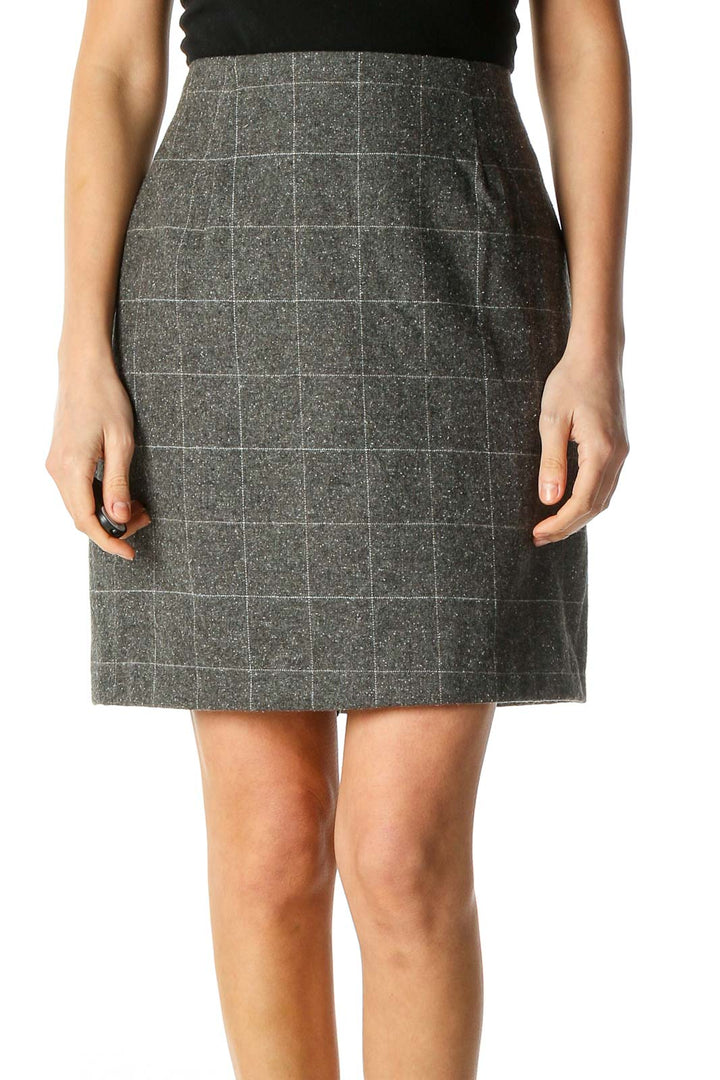 Gray Textured Party A-Line Skirt