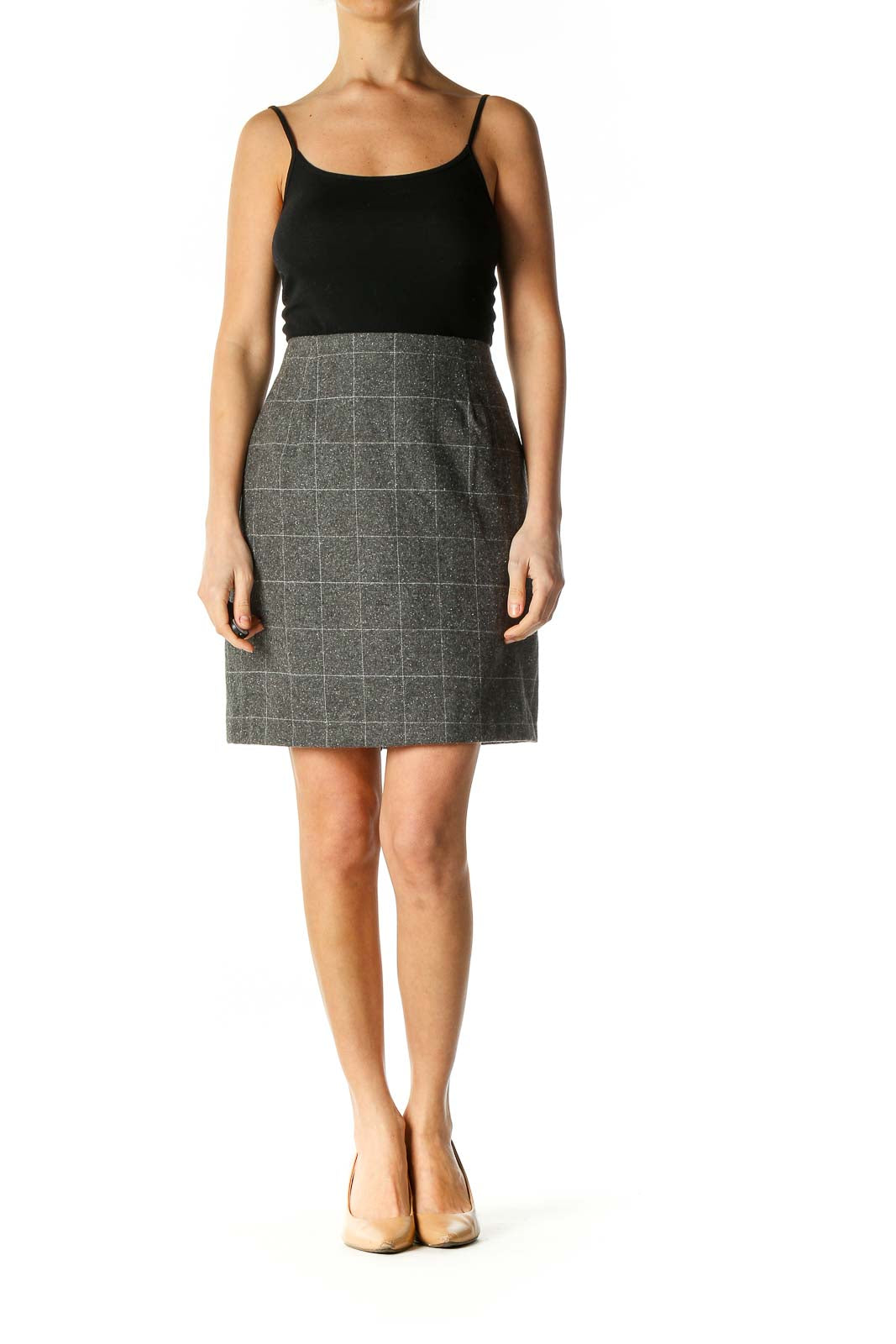 Gray Textured Party A-Line Skirt