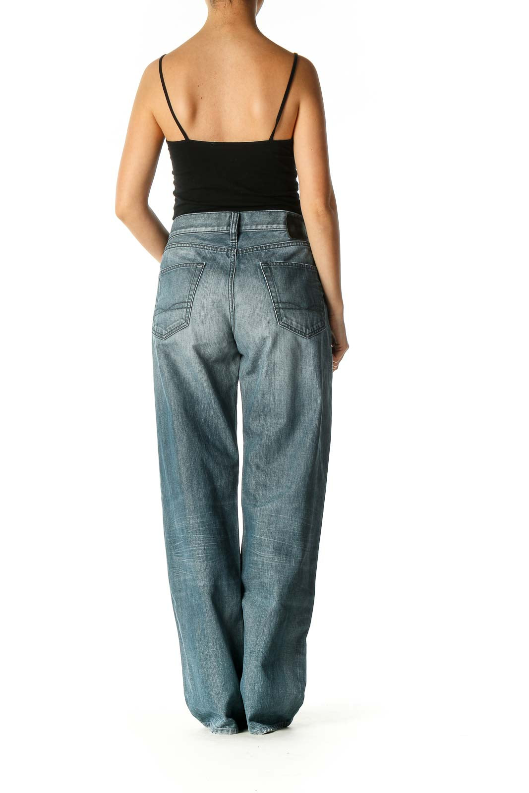 Blue Retro Straight Leg Jeans