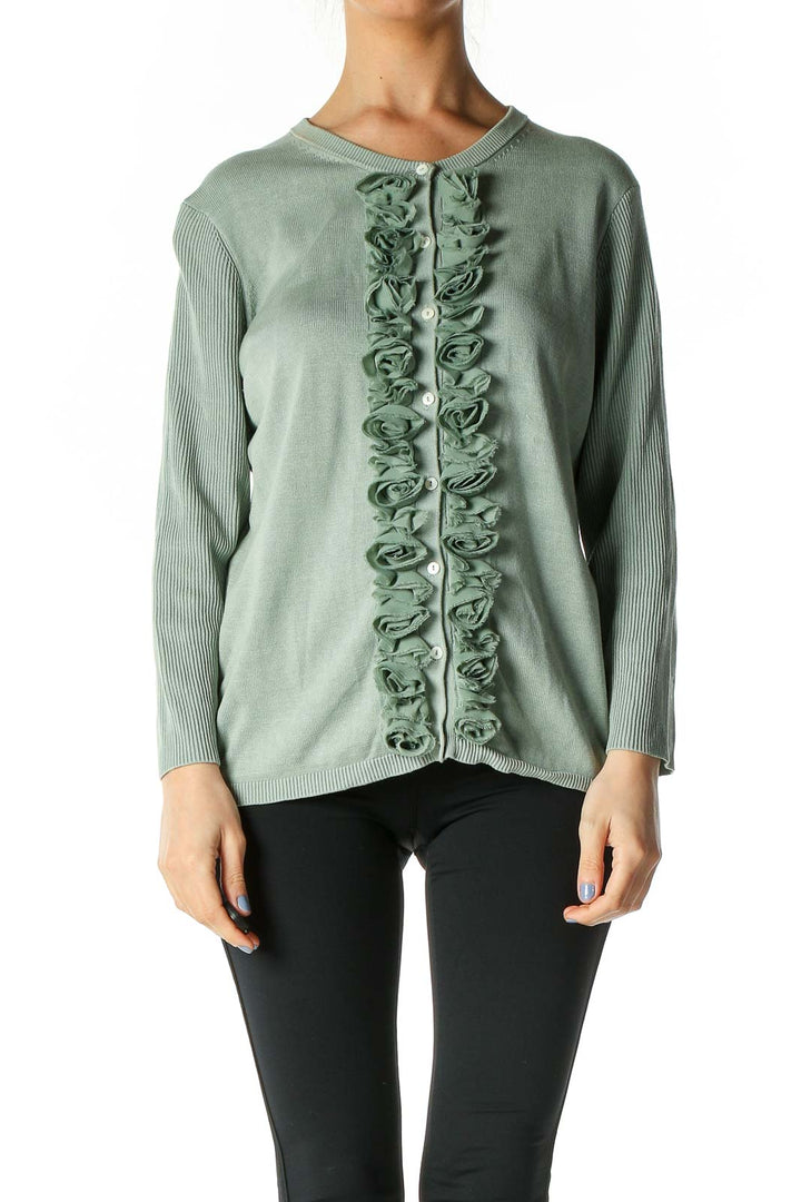 Green Solid Cardigan