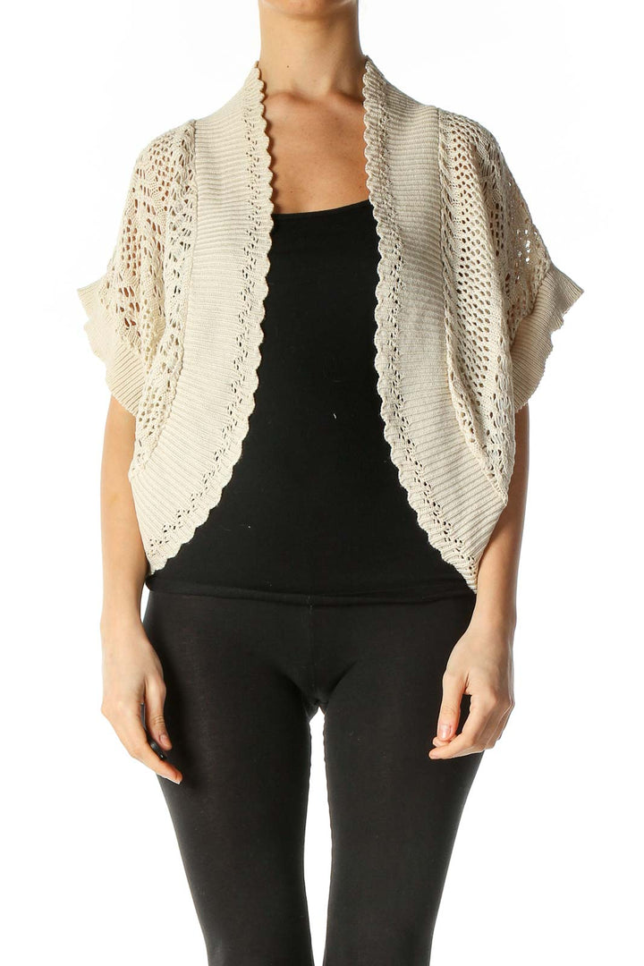 Beige Textured Cardigan