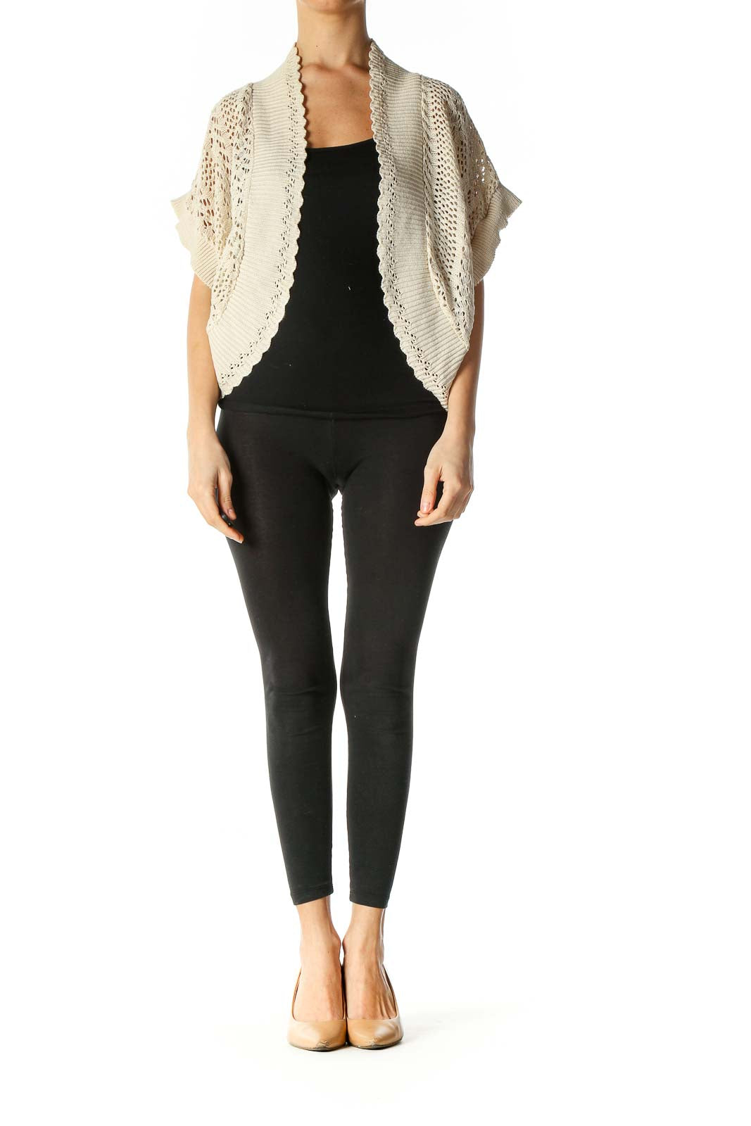 Beige Textured Cardigan