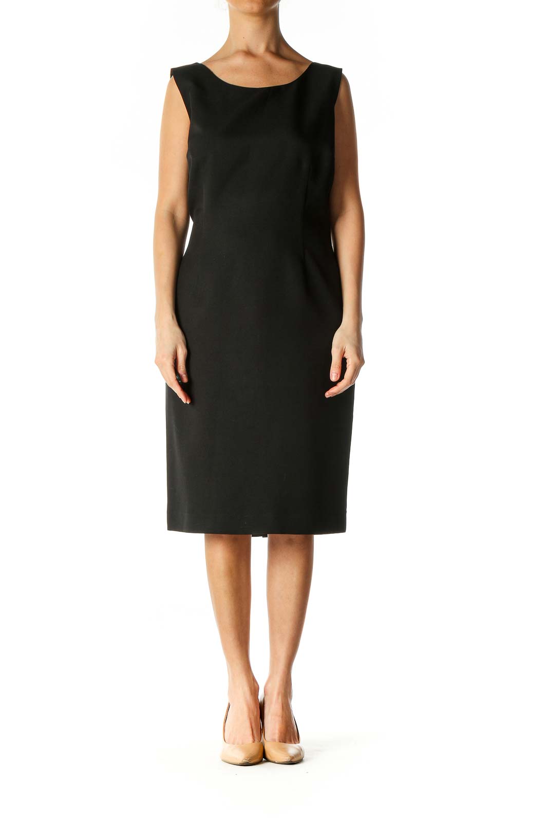 Black Solid Casual Shift Dress