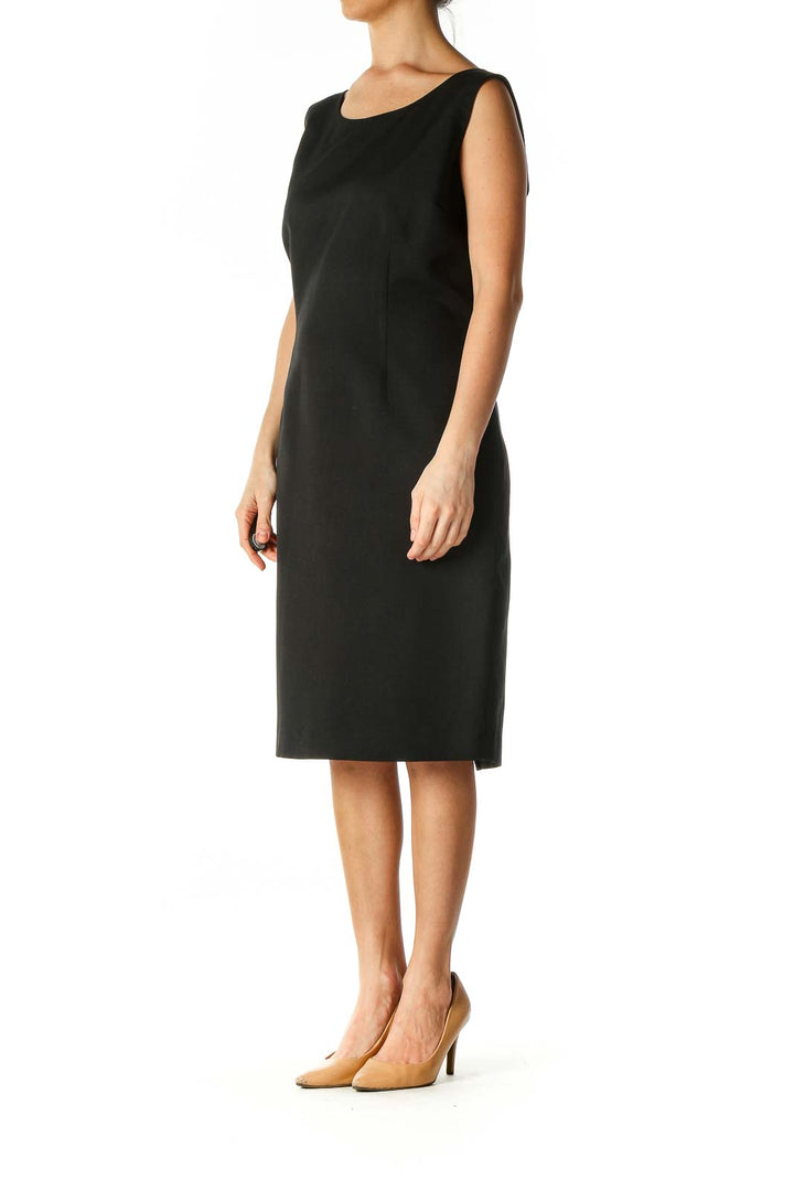 Black Solid Casual Shift Dress