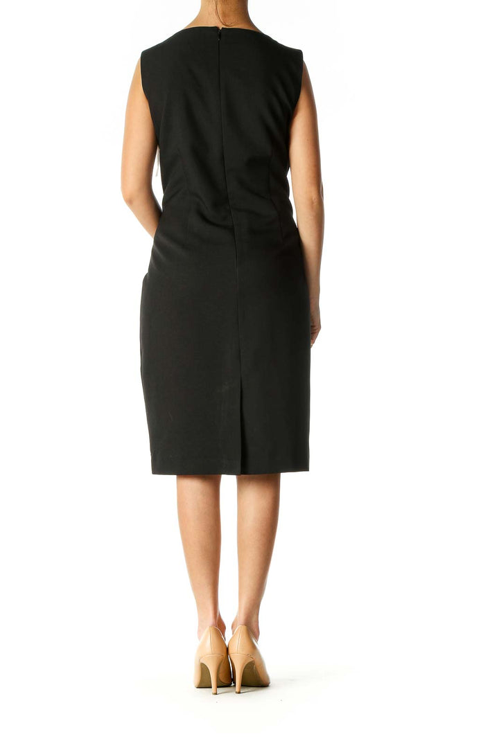 Black Solid Casual Shift Dress