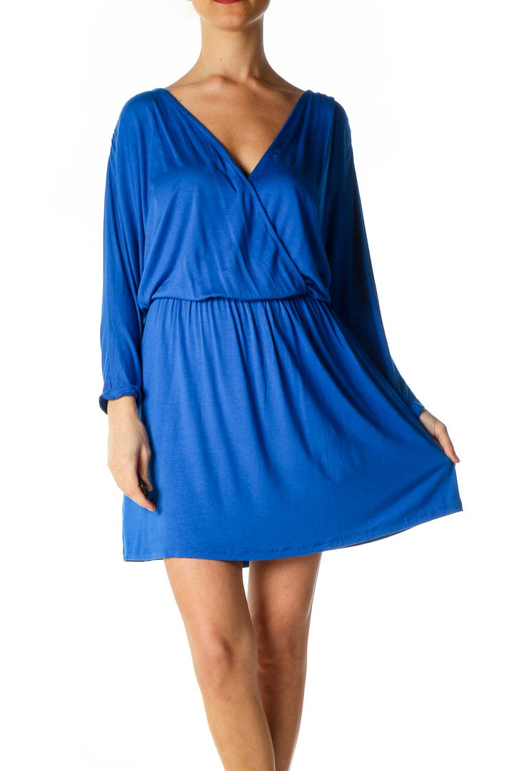 Blue Solid Bohemian Fit & Flare Dress