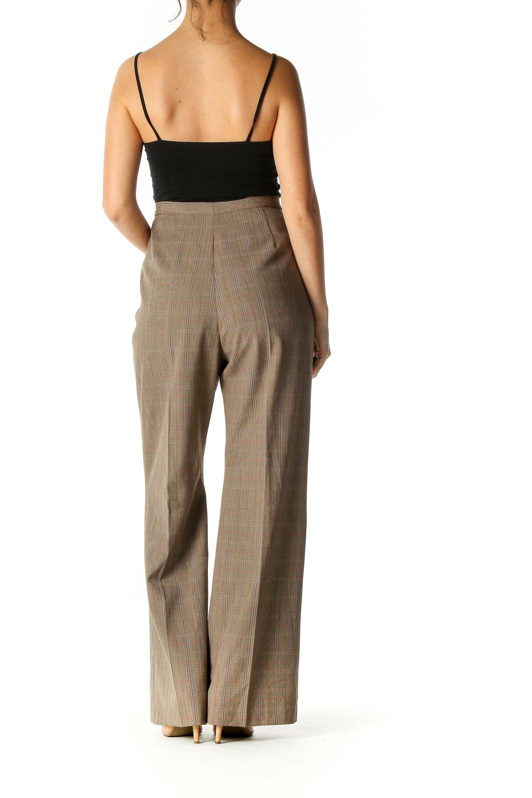 Brown Checkered Classic Trousers