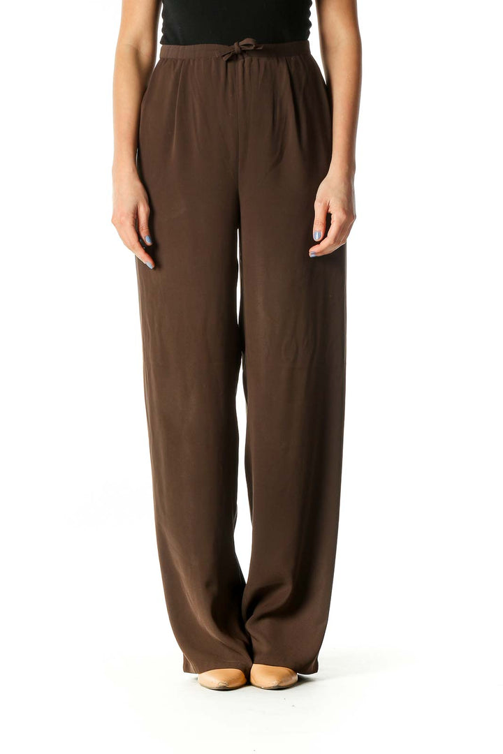 Brown Solid Classic Trousers