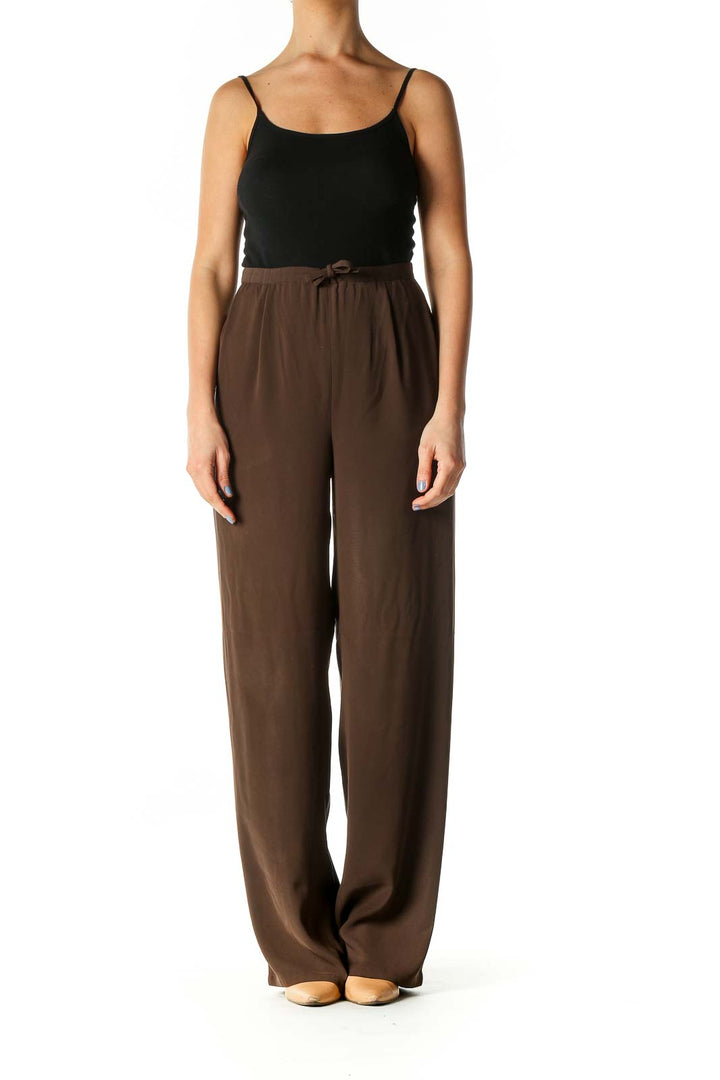 Brown Solid Classic Trousers