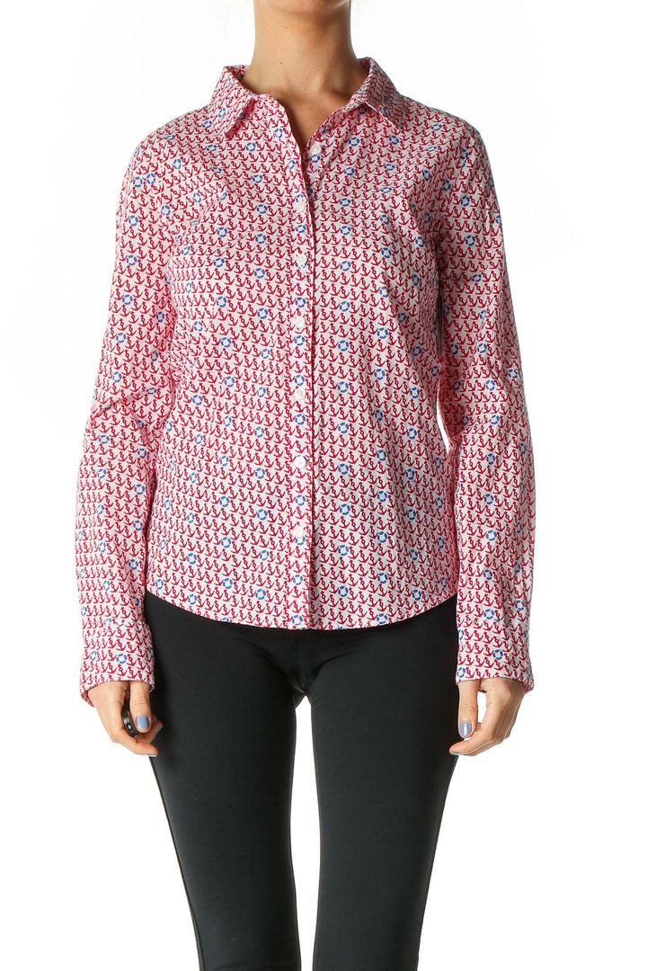 Red Object Print All Day Wear Shirt