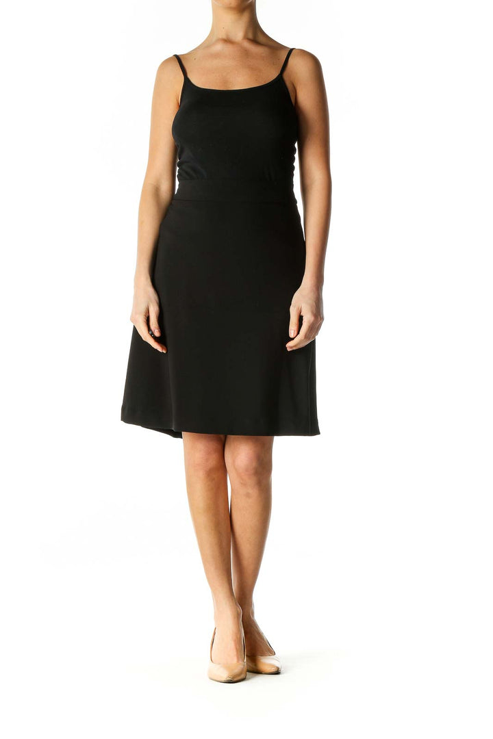 Black Solid Brunch A-Line Skirt