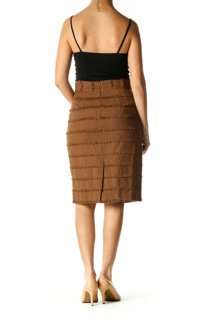 Brown Textured Brunch Pencil Skirt