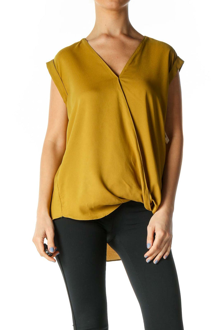 Yellow Solid Casual Blouse