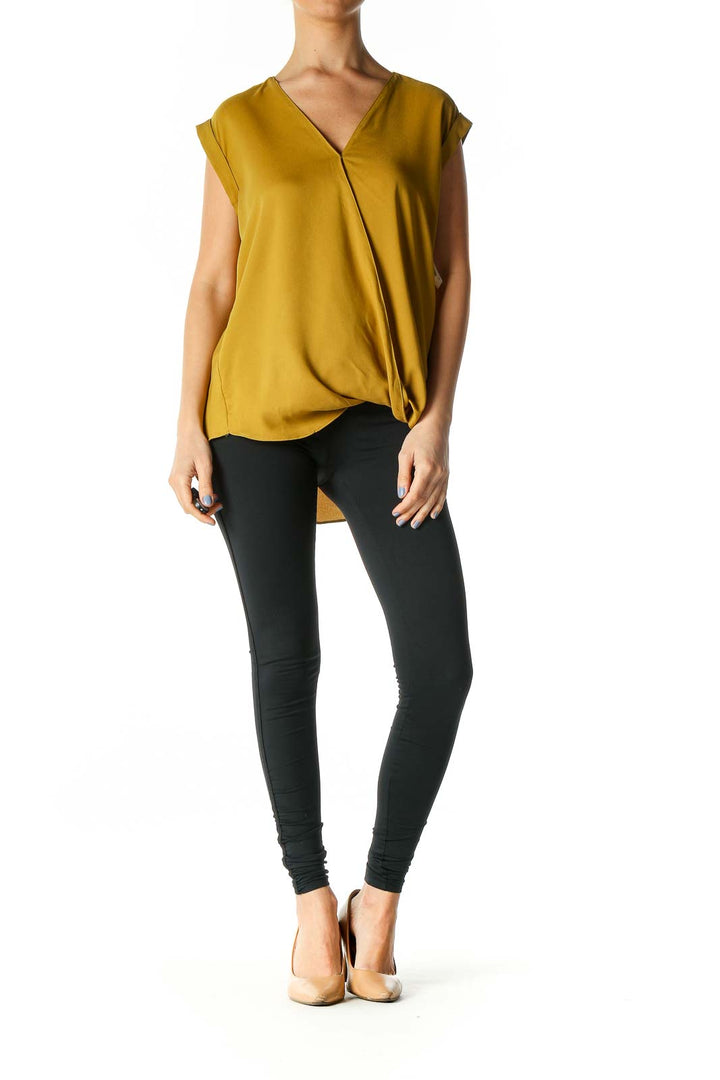 Yellow Solid Casual Blouse