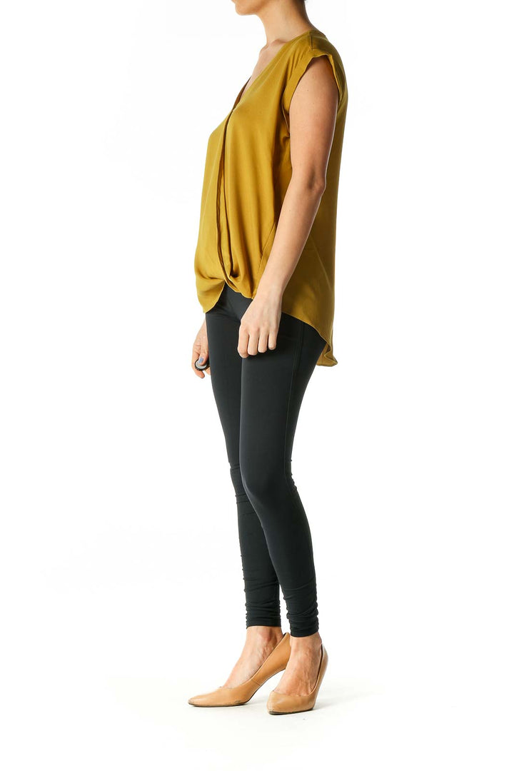 Yellow Solid Casual Blouse