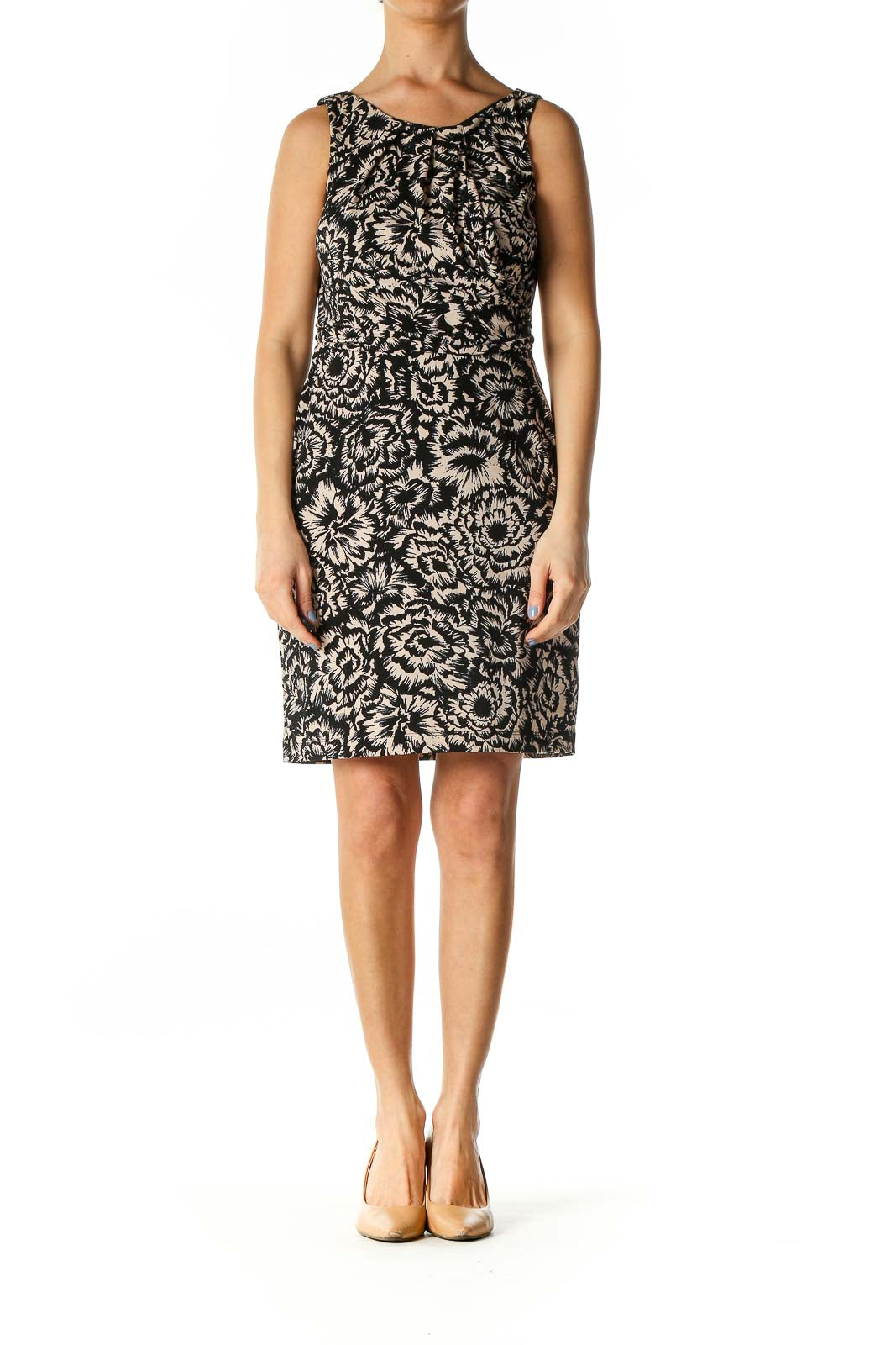 Black Floral Print Holiday A-Line Dress