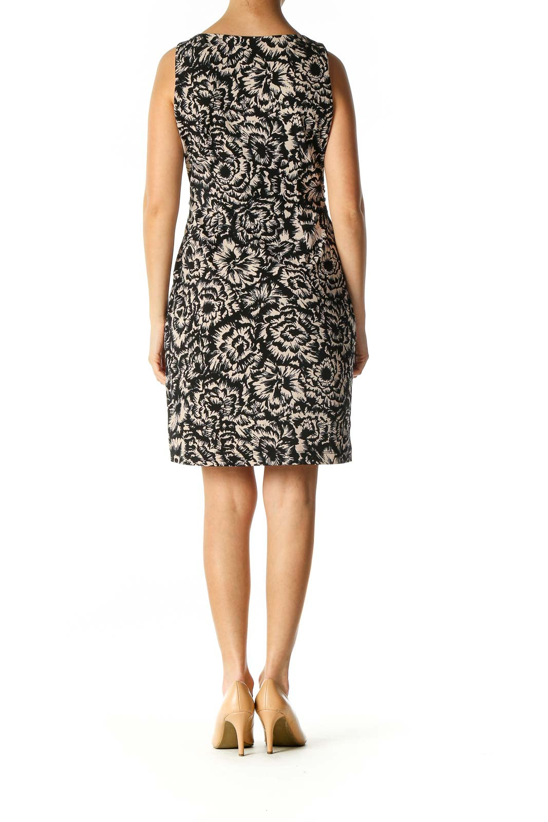 Black Floral Print Holiday A-Line Dress