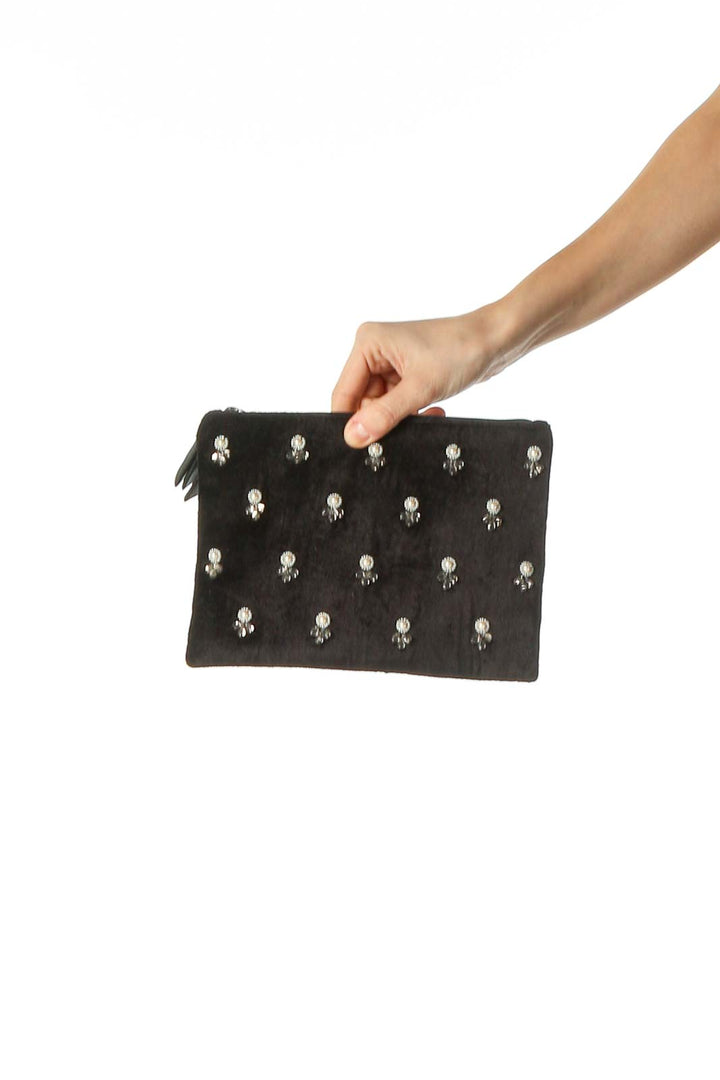 Black Bejeweled Zipper Bag