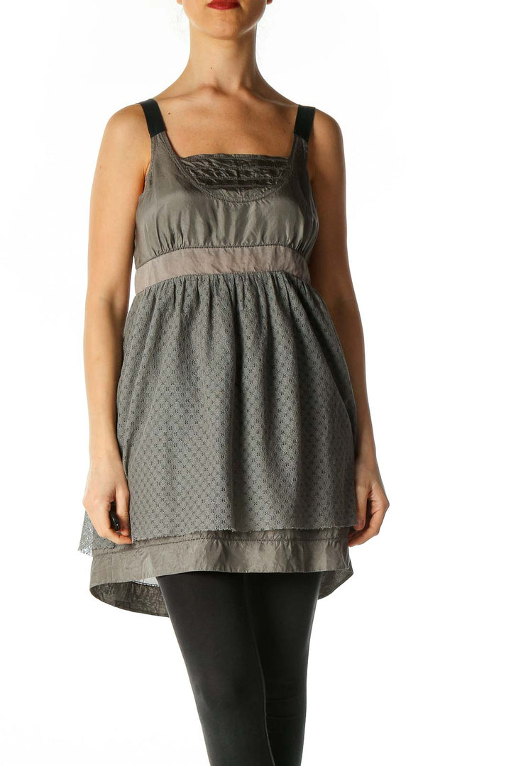 Gray Solid Bohemian Tank Top