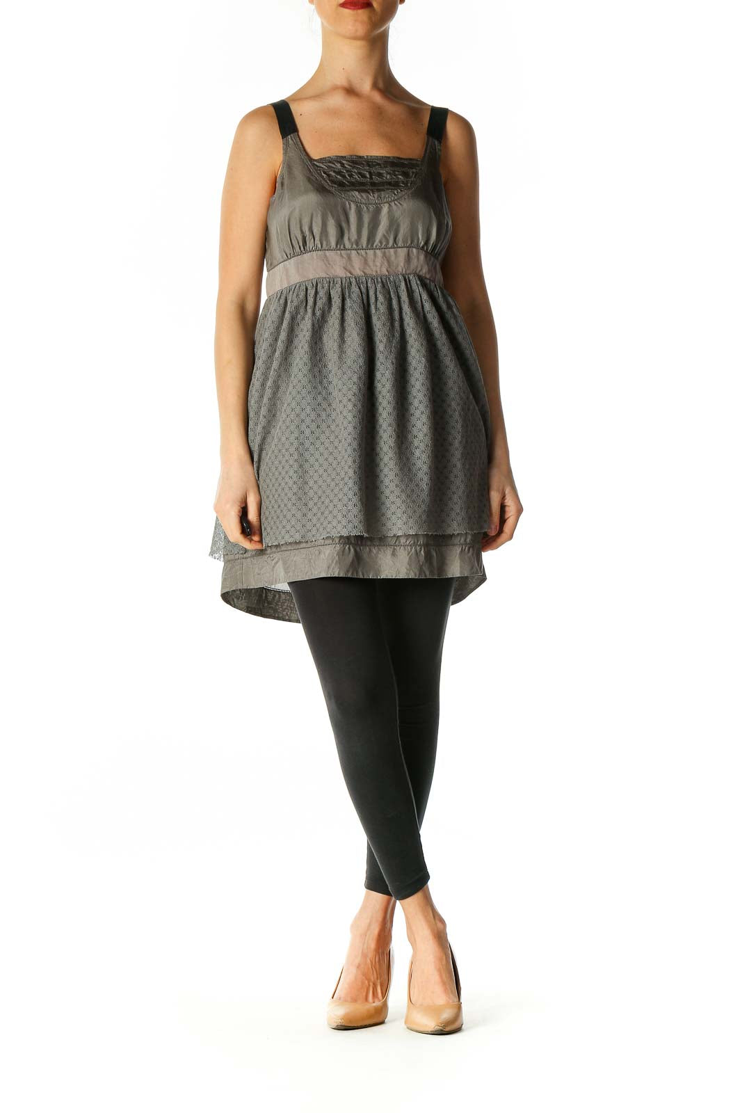 Gray Solid Bohemian Tank Top