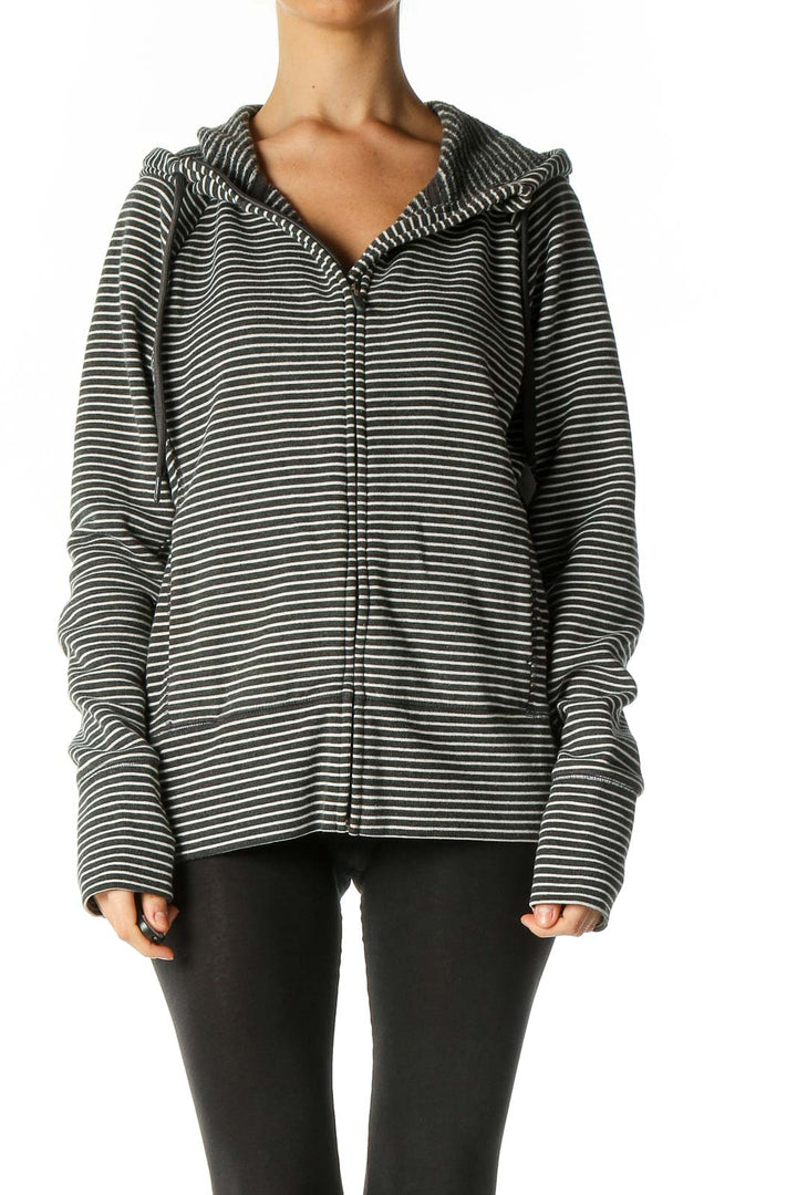 Black Striped Activewear Jacket