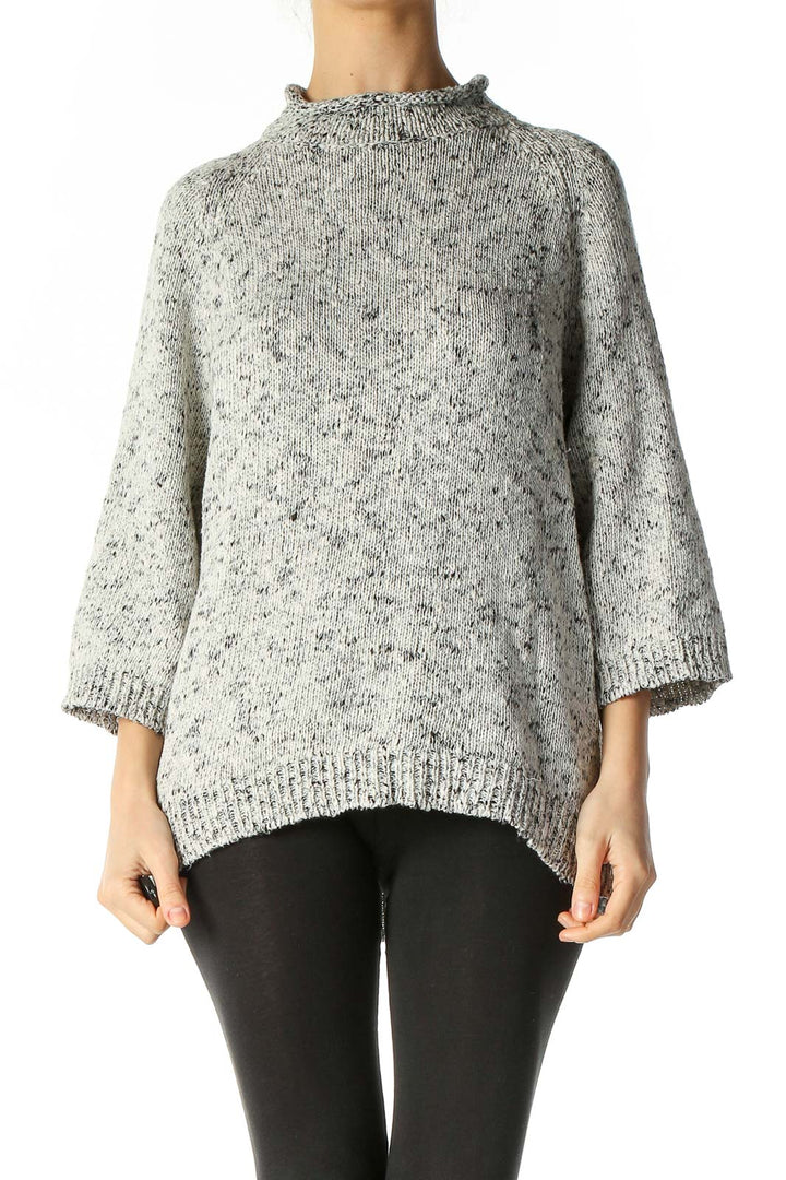 Gray Textured Retro Sweater