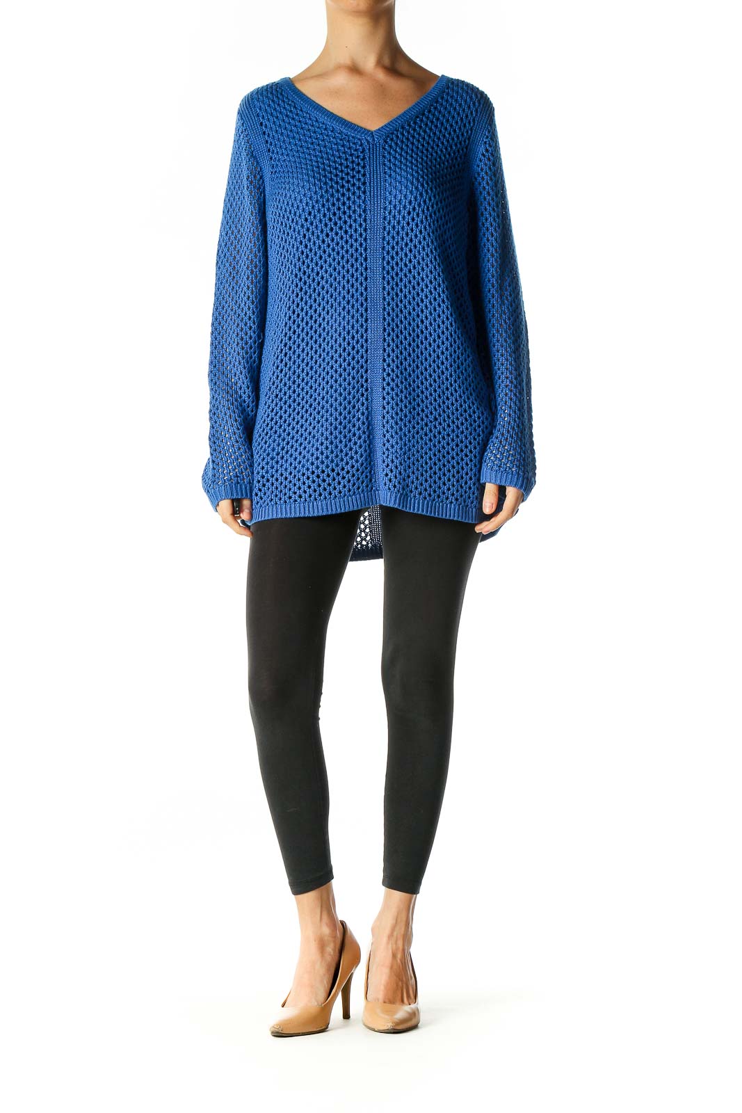 Blue Textured Casual Blouse