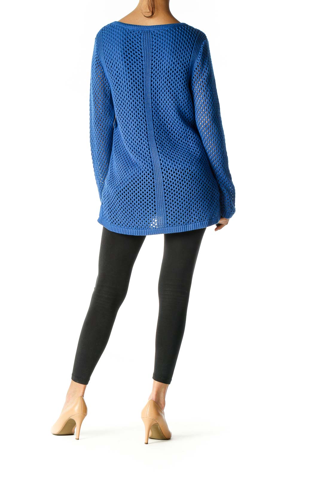 Blue Textured Casual Blouse