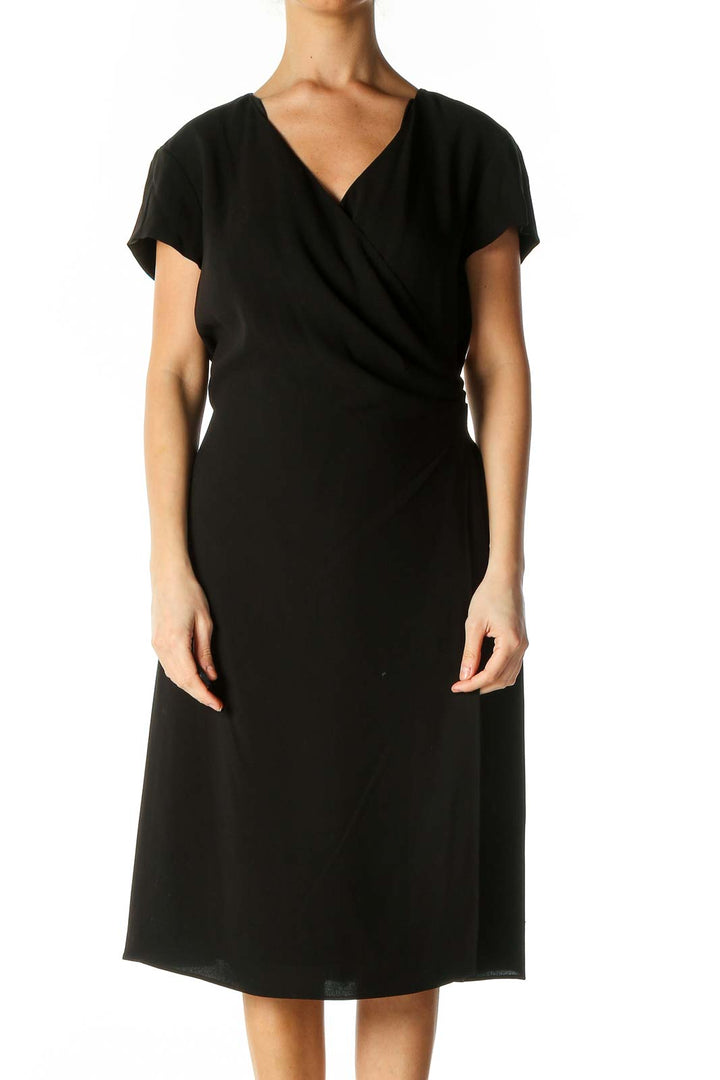 Black Solid Casual Fit & Flare Dress