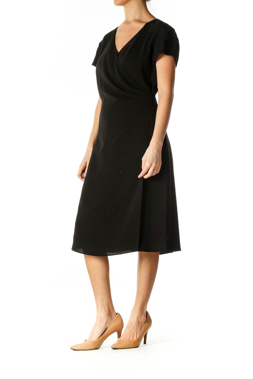 Black Solid Casual Fit & Flare Dress